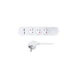 Solight PP111USBC prodlužovací přívod, 3 zásuveks USB A+C nabíječkou, bílý