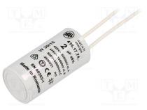 Kondensator  für Motoren, Betrieb  2uF  475VAC  Ø25x49mm  ±5%