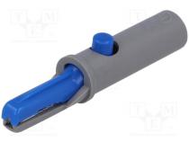 Krokodilklemme  6A  60VDC  blau  Ber.Halt  max.7,5mm  L. ges  53mm