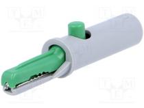 Krokodilklemme  6A  60VDC  grün  Ber.Halt  max.7,5mm  L. ges  53mm