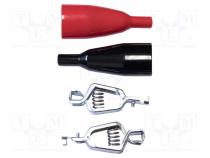 Krokodilklemme  50A  Ber.Halt  max.27mm  schwarz,rot  verzinnt