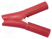 Krokodilklemme  50A  Ber.Halt  max.29mm  L. ges  79mm  rot  Kupfer