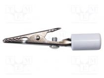 Krokodilklemme  10A  Ber.Halt  max.7,9mm  L. ges  58mm  weiss