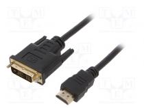 Cable  DVI-D (18+1) plug,HDMI plug  PVC  3m  black  30AWG