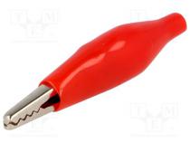 Krokodilklemme  60VDC  Ber.Halt  max.8mm  L. ges  41,5mm  rot