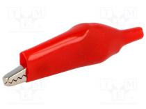 Krokodilklemme  60VDC  Ber.Halt  max.11mm  L. ges  54mm  rot