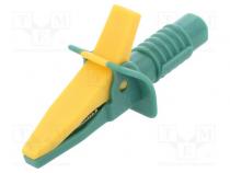 Krokodilklemme  10A  gelb-grün  max.25mm  Anschlüsse  4mm Buchse