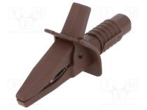 Krokodilklemme  10A  braun  max.25mm  Anschlüsse  4mm Buchse