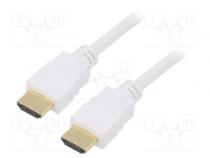 Cable  HDCP 2.2,HDMI 2.0  HDMI plug,both sides  PVC  3m  white