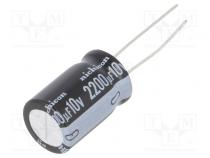 Kondensator  elektrolytisch  THT  2200uF  10VDC  Ø12,5x20mm  ±20%