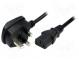 Kabel  BS 1363 (G) Stecker,IEC C13 weiblich  PVC  2,5m  schwarz