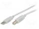 Kabel  USB 2.0  USB A-Stecker, USB B-Stecker  3m  hellgrau