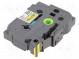 Band  18mm  8m  gelb  Zeichenfarbe  schwarz  laminiert,mit Kleber