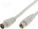 Kabel  2,5m  F-Stecker,Koaxialstecker 9,5 mm  weiß