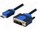 Cable  HDMI 1.3  DVI-D (18+1) plug,HDMI plug  5m  black,blue