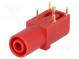 Buchse  4mm Bananen  24A  33mm  rot  vergoldet  für Frontplatten