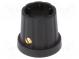 Drehknopf  mit Flansch  Kunststoff  Durchm.Achse  6,35mm  schwarz