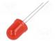 LED  10mm  rot  30÷45mcd  180°  Front  gewölbt  Rastermaß  2,54mm
