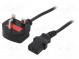Kabel  BS 1363 (G) Stecker,IEC C13 weiblich  PVC  1,8m  schwarz