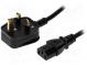 Kabel  BS 1363 (G) Stecker,IEC C13 weiblich  PVC  1,8m  schwarz