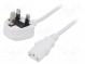Kabel  BS 1363 (G) Stecker,IEC C13 weiblich  PVC  2m  weiß  3A
