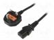 Kabel  BS 1363 (G) Stecker,IEC C13 weiblich  PVC  1,8m  schwarz