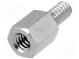Distanzmuffe mit Gewinde  6mm  Innengew  UNC4-40  Messing  Nickel