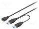 Kabel  USB 3.0  USB A-Stecker x2,Micro-USB-B-Stecker  0,3m