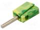 Stecker  4mm Bananen  20A  42V  gelb-grün  nicht isoliert  40mm